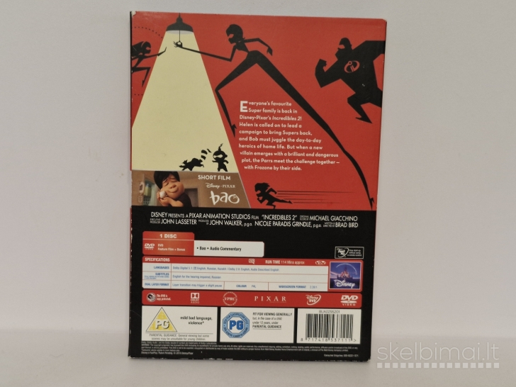 DVD animacinis filmas Disney PIXAR Incredibles 2