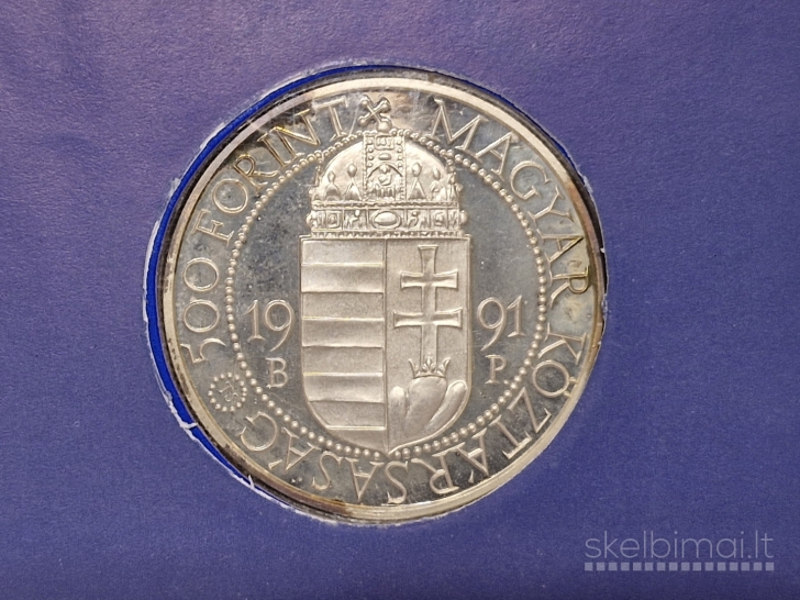 Vengrija 500 forintų, 1991 KM# 683 AG numizm. voke