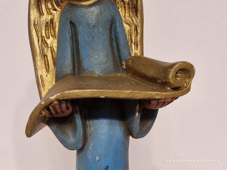 Rankų darbo angelo skulptūrelė su auksinias sparnais ~ 18cm.