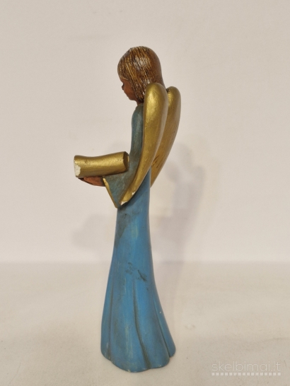 Rankų darbo angelo skulptūrelė su auksinias sparnais ~ 18cm.