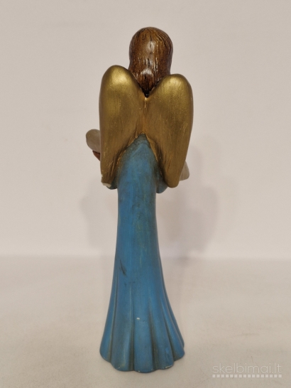 Rankų darbo angelo skulptūrelė su auksinias sparnais ~ 18cm.