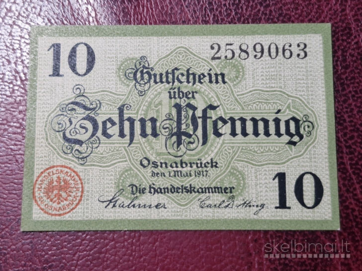 10 Pfennig 1917.05.01 Osnabrück Notgeld Vokietija