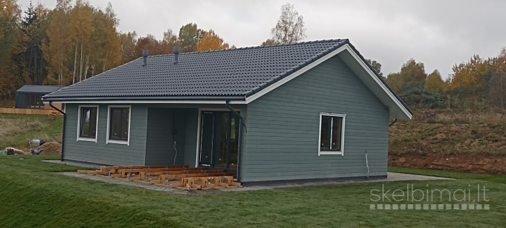 Parduodamas karkasinio namo išorinės sienos su projektu 79,5m2