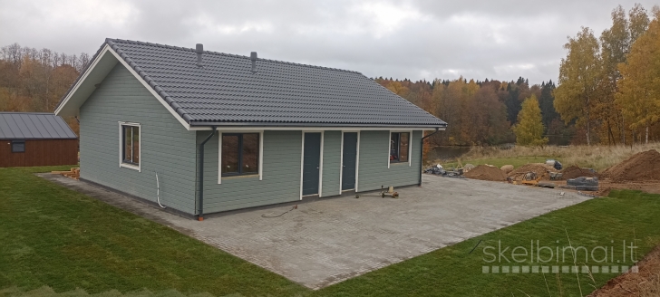 Parduodamas karkasinio namo išorinės sienos su projektu 79,5m2