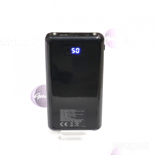 584 10000mAh Setty išorinė baterija (Power Bank) su Type-C, Lightning laidais