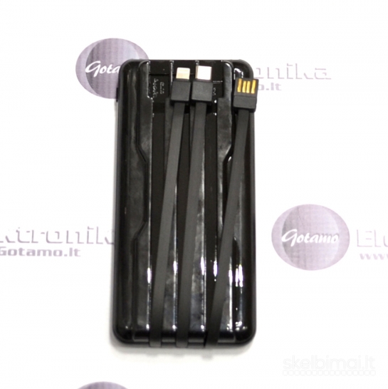 584 10000mAh Setty išorinė baterija (Power Bank) su Type-C, Lightning laidais