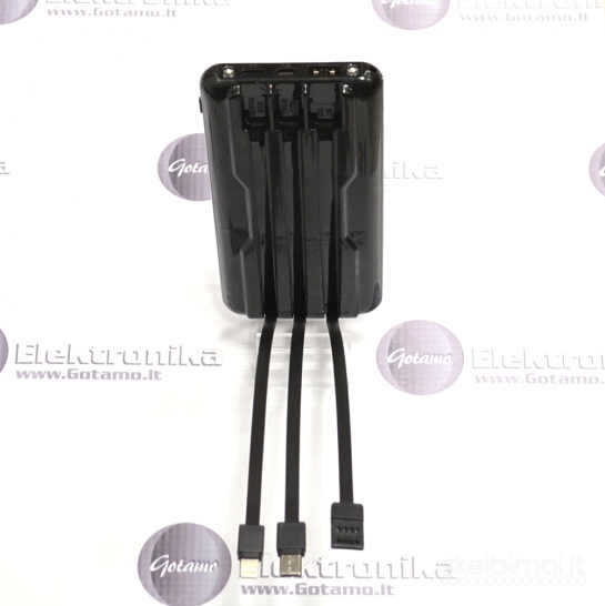 584 10000mAh Setty išorinė baterija (Power Bank) su Type-C, Lightning laidais
