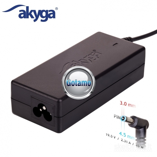 587 19.5V 2.31A (45W) 4.5mm x 3.0mm Akyga nešiojamo kompiuterio kroviklis
