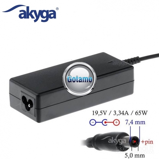 588 Nešiojamo kompiuterio kroviklis 19.5V 3.34A (65W) 7.4mm x 5.0mm Akyga