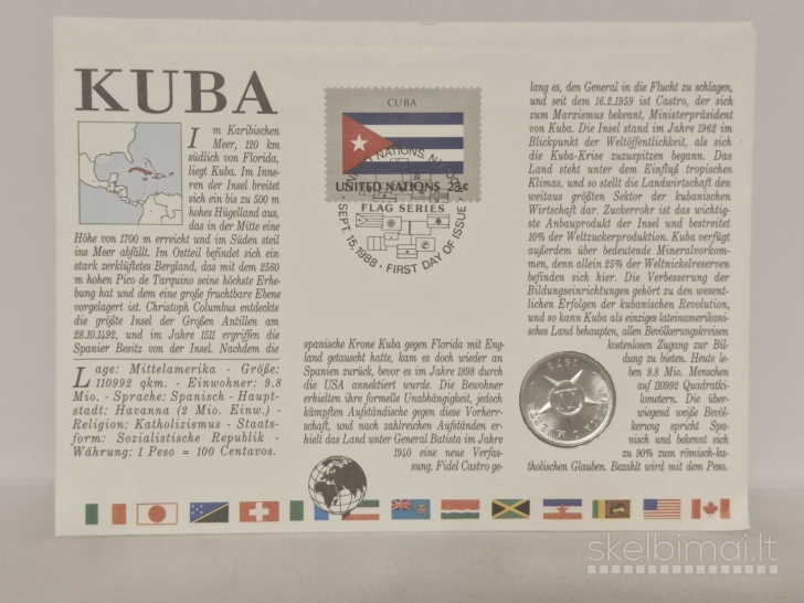 Kuba 20 sentavų, 1972 KM# 35 Numizmatiniame voke