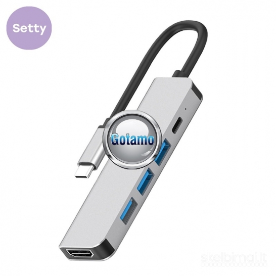 592 Type-C šakotuvas USB 3.0 3 lizdai ir HDMI 1 lizdas Setty (USB HUB)