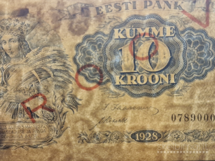 10 Krooni 1928 Estija PROOV specimen pavyzdys