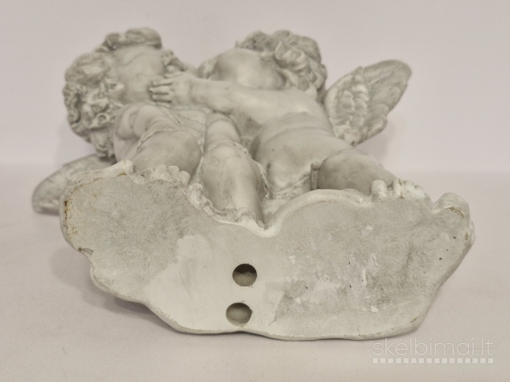 Du angeliukai (cherubinai) bučinio pozoje, dekoratyvinė figūra, 21,5cm