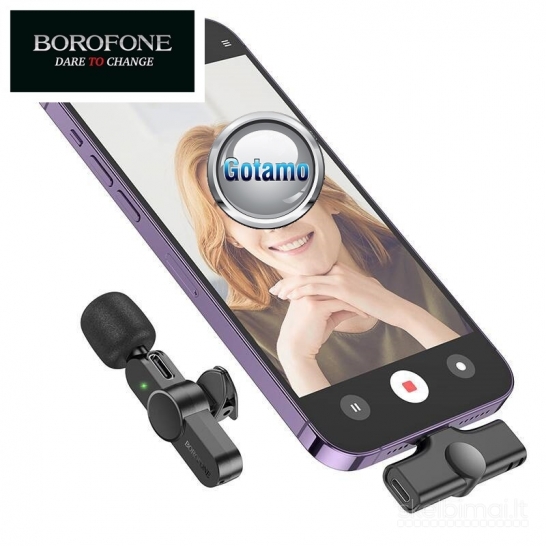 600 Belaidis prisegamas mikrofonas su Apple Lightning jungtimi Borofone