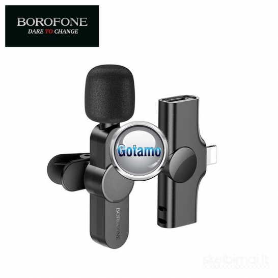 600 Belaidis prisegamas mikrofonas su Apple Lightning jungtimi Borofone