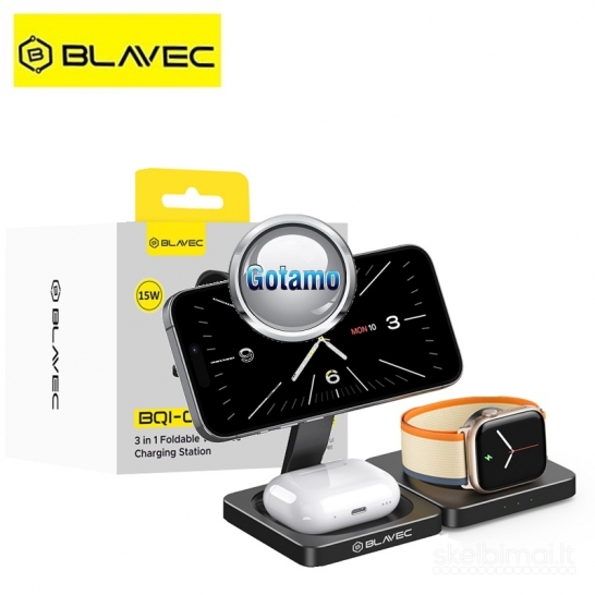 607 Bevielio įkrovimo stotelė 3in1 15W Blavec MagSafe WWW.GOTAMO.LT