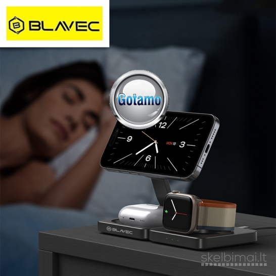 607 Bevielio įkrovimo stotelė 3in1 15W Blavec MagSafe WWW.GOTAMO.LT