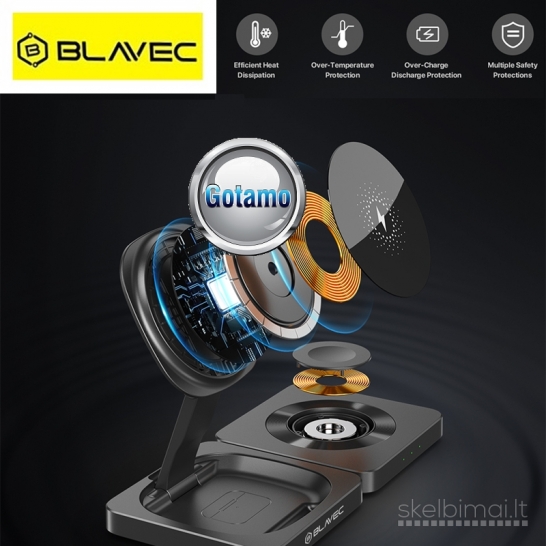 607 Bevielio įkrovimo stotelė 3in1 15W Blavec MagSafe WWW.GOTAMO.LT