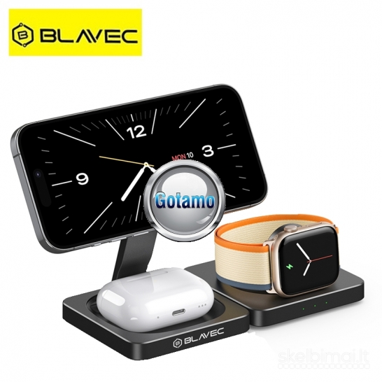 607 Bevielio įkrovimo stotelė 3in1 15W Blavec MagSafe WWW.GOTAMO.LT