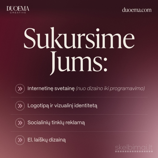 Nuo logotipo iki svetainės - viskas jūsų prekės ženklui