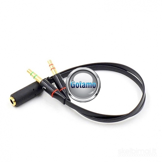 614 AUX 3.5mm lizdas į 2 AUX 3.5mm laidas jungtis WWW.GOTAMO.LT