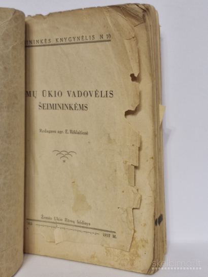 Knyga Namų ūkio vadovėlis šeimininkėms 1937m.