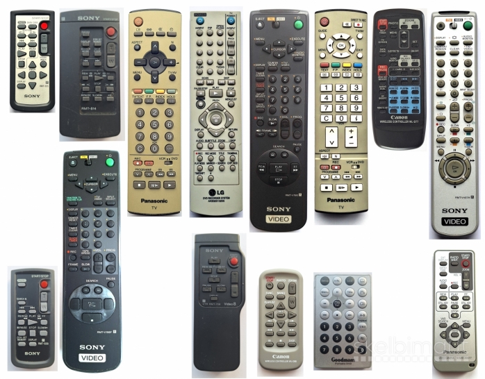 Nuotoliniai pulteliai VHS, video kameros, DVD, TV