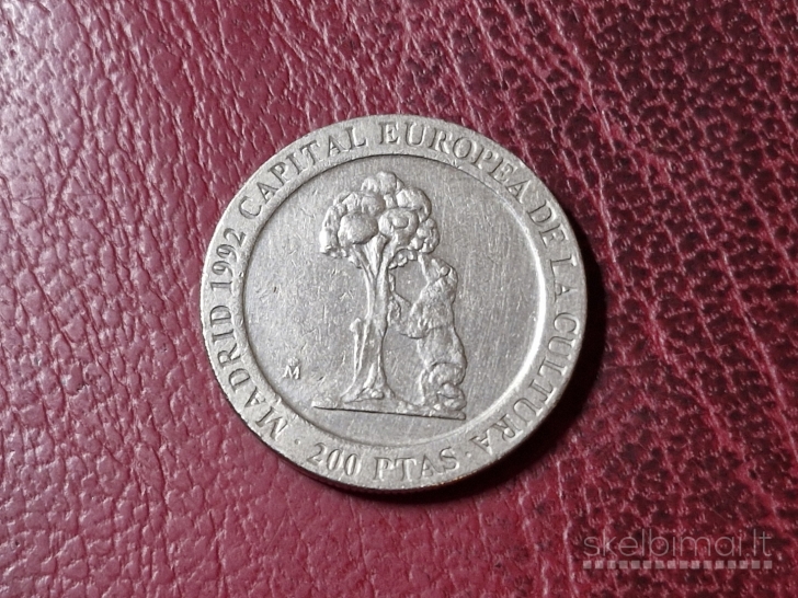 Ispanija 200 pesetų, 1992 KM# 910 meška prie medži