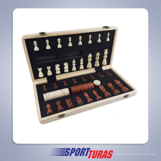 Magnetiniai šachmatai + šaškių rinkinys 39 x 39 cm