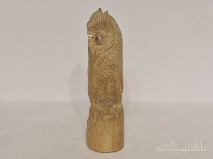 Rankų darbo medinė pelėdos skulptūrelė ~ 15cm.