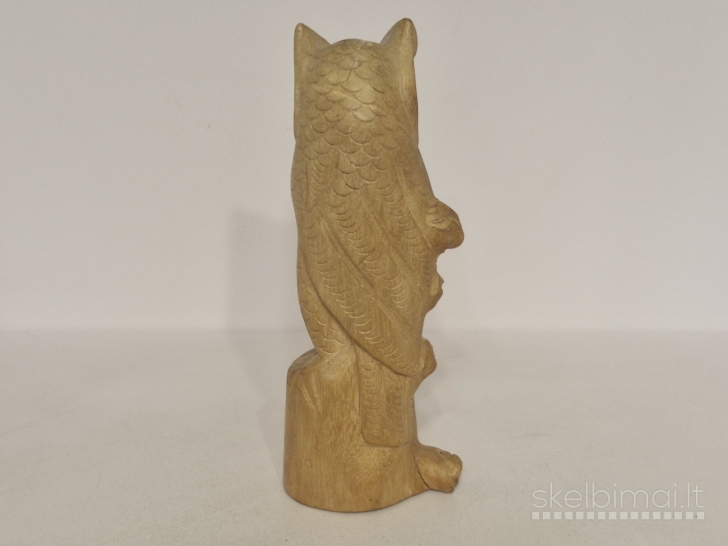 Rankų darbo medinė pelėdos skulptūrelė ~ 15cm.