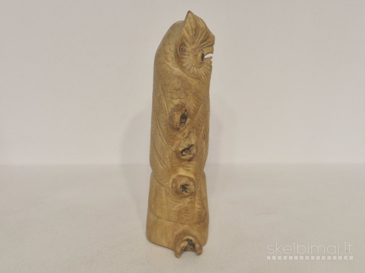 Rankų darbo medinė pelėdos skulptūrelė ~ 15cm.