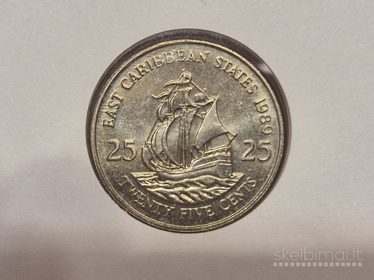 Rytų Karibų valstybės 25 centai, 1989 KM# 14 voke