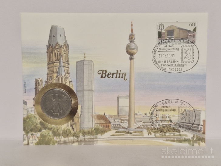 Vokietija 5 markės, 1975F KM# 140.1 Numizmat. voke