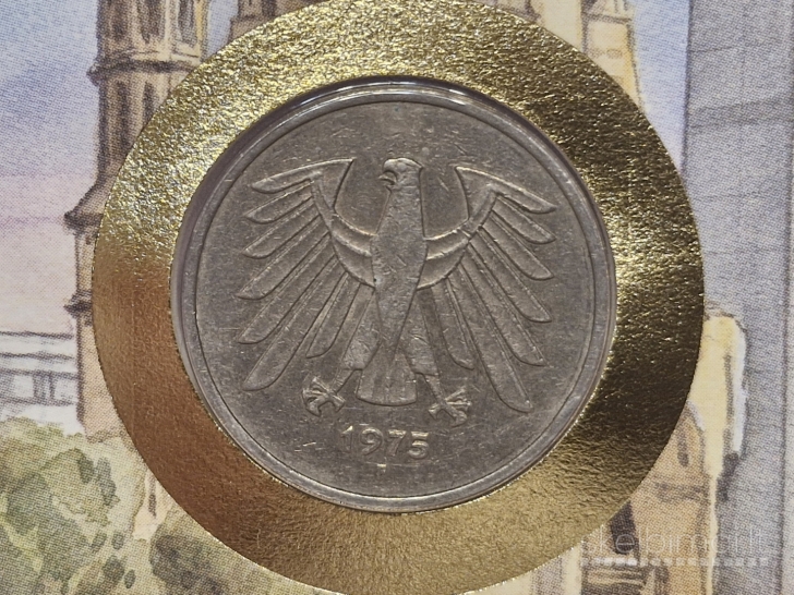 Vokietija 5 markės, 1975F KM# 140.1 Numizmat. voke