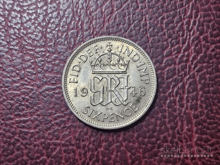Jungtinė Karalystė 6 pensai, 1946 KM# 852 AG 0.500