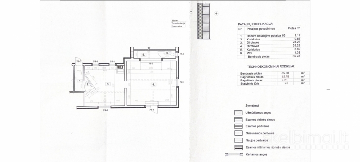 Parduodamos 65,78 kv.m. Patalpos – dirbtuvės Puodžių g. 1 aukšte.