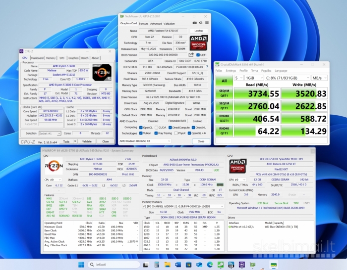 Kompiuteris R5-3600, 12gb/rx6750xt, 32gb/RAM, 1tb/SSD, Win11Pro