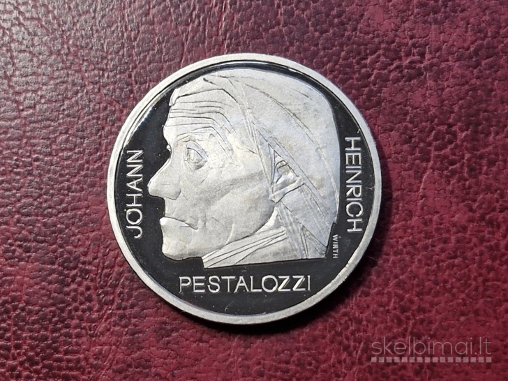 Šveicarija 5 frankai, 1977 KM# 55 Pestalocio