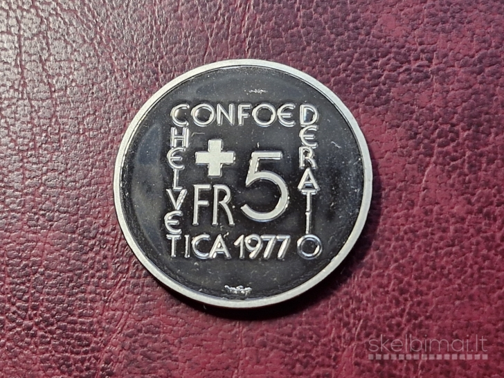 Šveicarija 5 frankai, 1977 KM# 55 Pestalocio