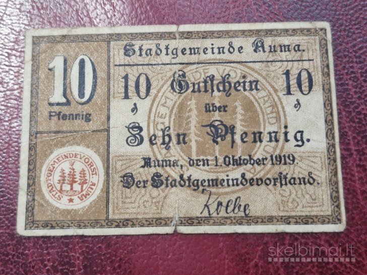 10 Pfennig 1919.10.01 Auma Notgeld Vokietija