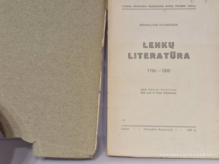 Knyga Lenkų Literatūra 1795-1905 1926m.
