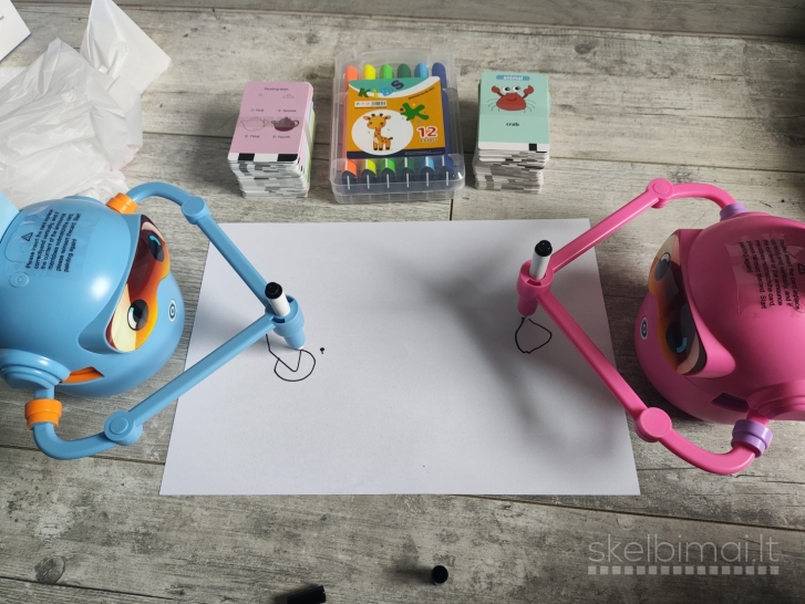 Naujas Mokomasis Piešimo robotas su muzika ir kortelėmis 