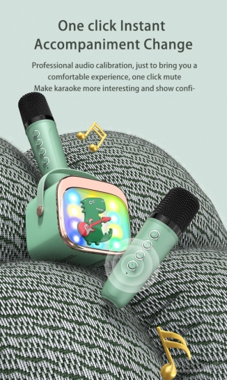 Nauja Vaikiška karaoke kolonėle rinkinys Bluetooth +2 mikrofonai LED šviesos