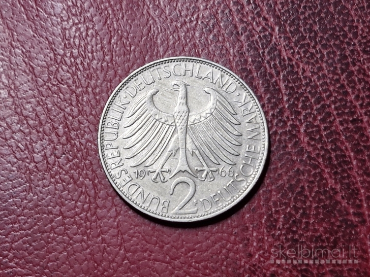 Vokietija 2 markės, 1966F KM# 116 Maksas Plankas