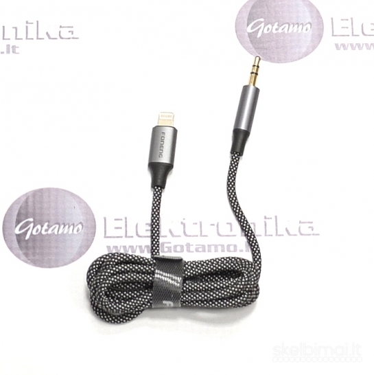 618 Apple Lightning į AUX 3.5mm laidas 1 metras Foneng WWW.GOTAMO.LT