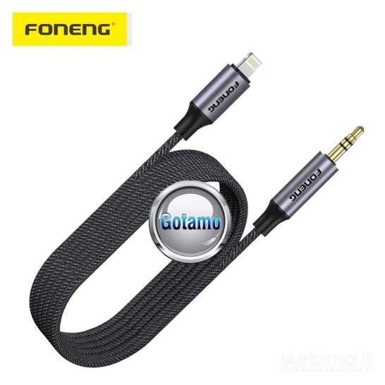 618 Apple Lightning į AUX 3.5mm laidas 1 metras Foneng WWW.GOTAMO.LT