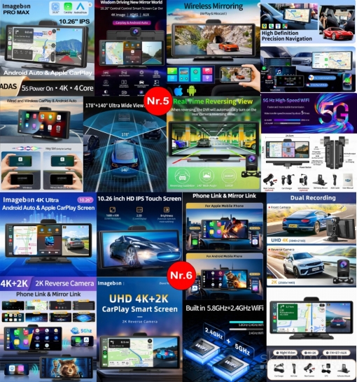 NAUJI JUTIKLINIAI AUTOMOBILIO EKRANAI SU ANDROID AUTO/CARPLAY, WI-FI, GPS