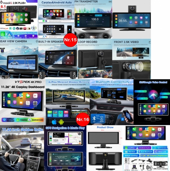 NAUJI JUTIKLINIAI AUTOMOBILIO EKRANAI SU ANDROID AUTO/CARPLAY, WI-FI, GPS