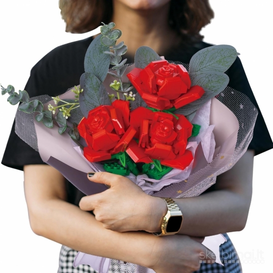 Naujos Gėlių puokštės iš Lego tipo kaladėlių su papuošimais